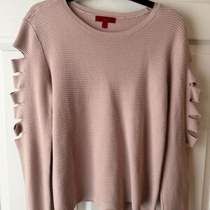 Jennifer Lopez Blush Pink Cut-Out Sleeve Sweatshirt
